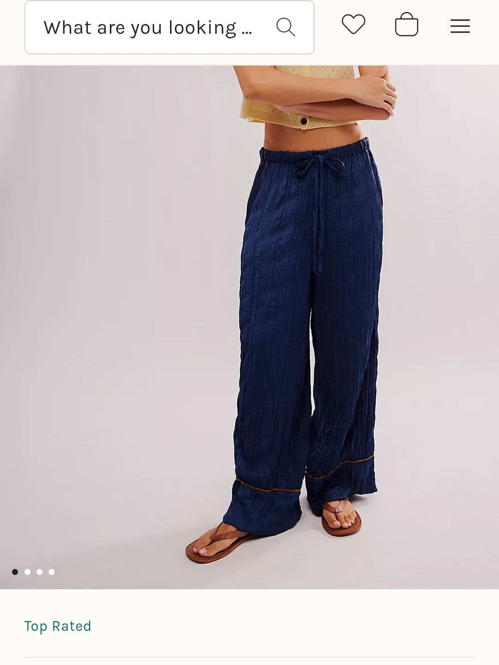 Free People Navy Wide-Leg Drawstring Pants
